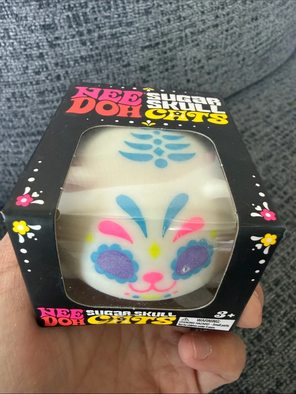 Nee Doh Sugar Skull Cat – White Kids Stress Toy
